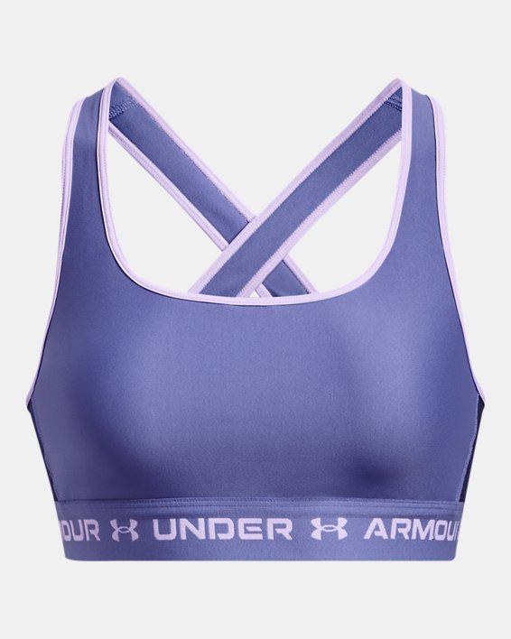 Women's Armour® Mid Crossback Sports Bra, Blue, pdpMainDesktop image number 10